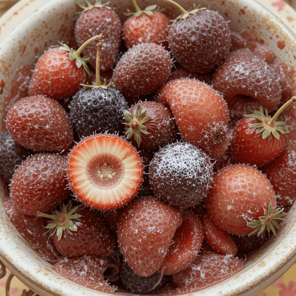 Fresas frescas, sin rabito y cortadas en rodajas. Azúcar granulado. Nata espesa.