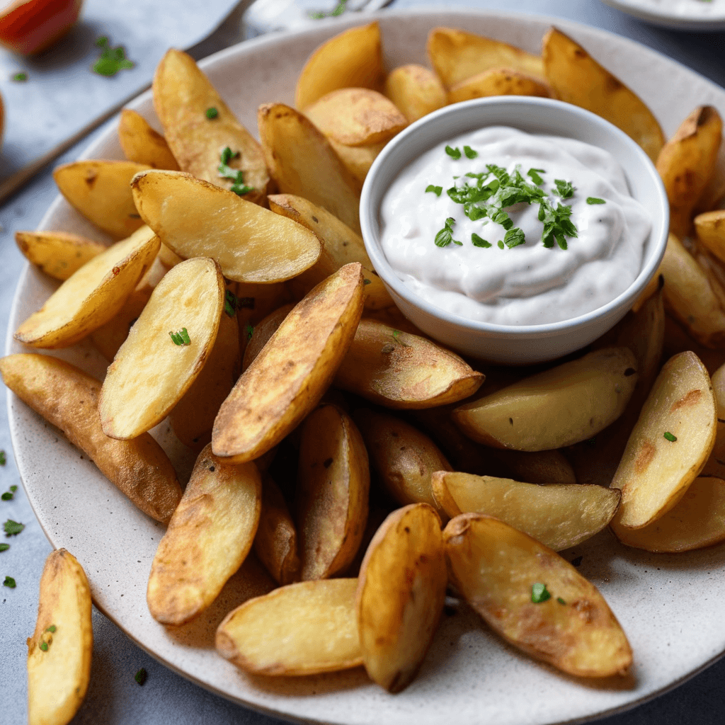 Batatas Fritas con Salsa de Yogur: Aperitivo Saludable y Delicioso