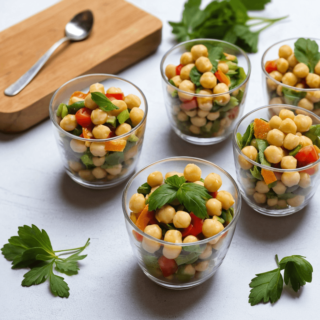 Ensalada de Garbanzos en Mini Tazas: Un Aperitivo Saludable y Elegante