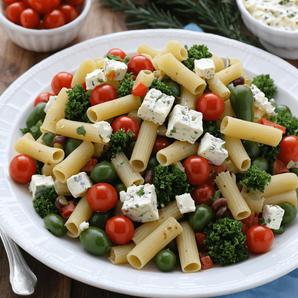 Ensalada de Pasta con Verduras y Queso Feta: Una Delicia Festiva para Navidad