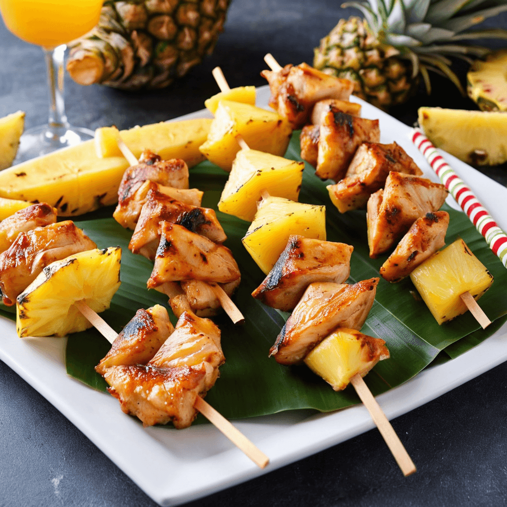 Brochetas de Pollo y Piña: Un Aperitivo Tropical Perfecto para la Navidad