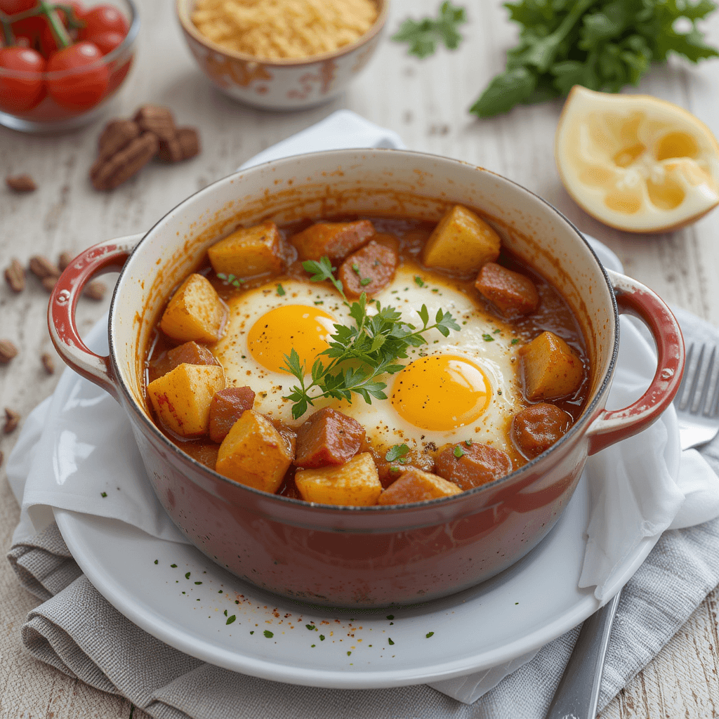 Cazuela de Huevos con Chorizo y Papas: Un Placer Abundante para el Mes de Febrero