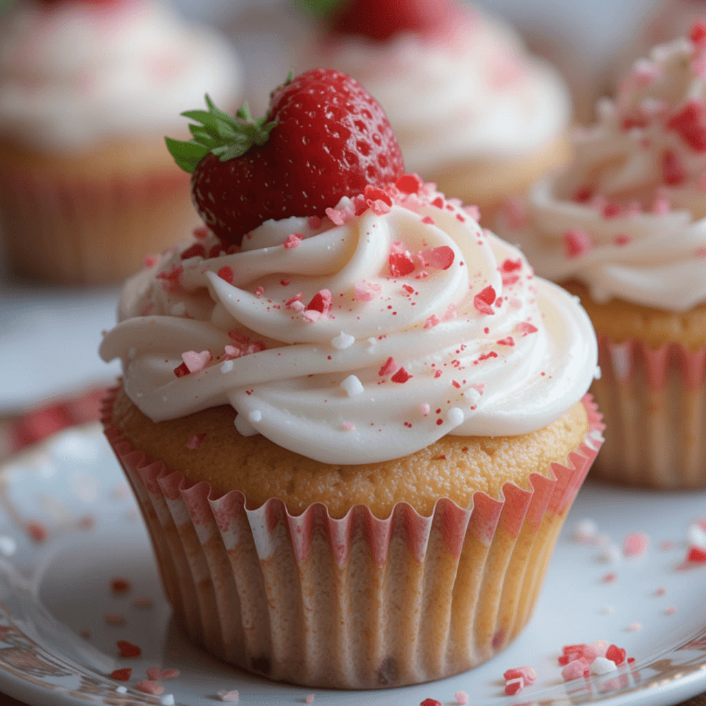 Cupcakes de Vainilla con Crema de Fresa: Un Dulce Romance para San Valentín