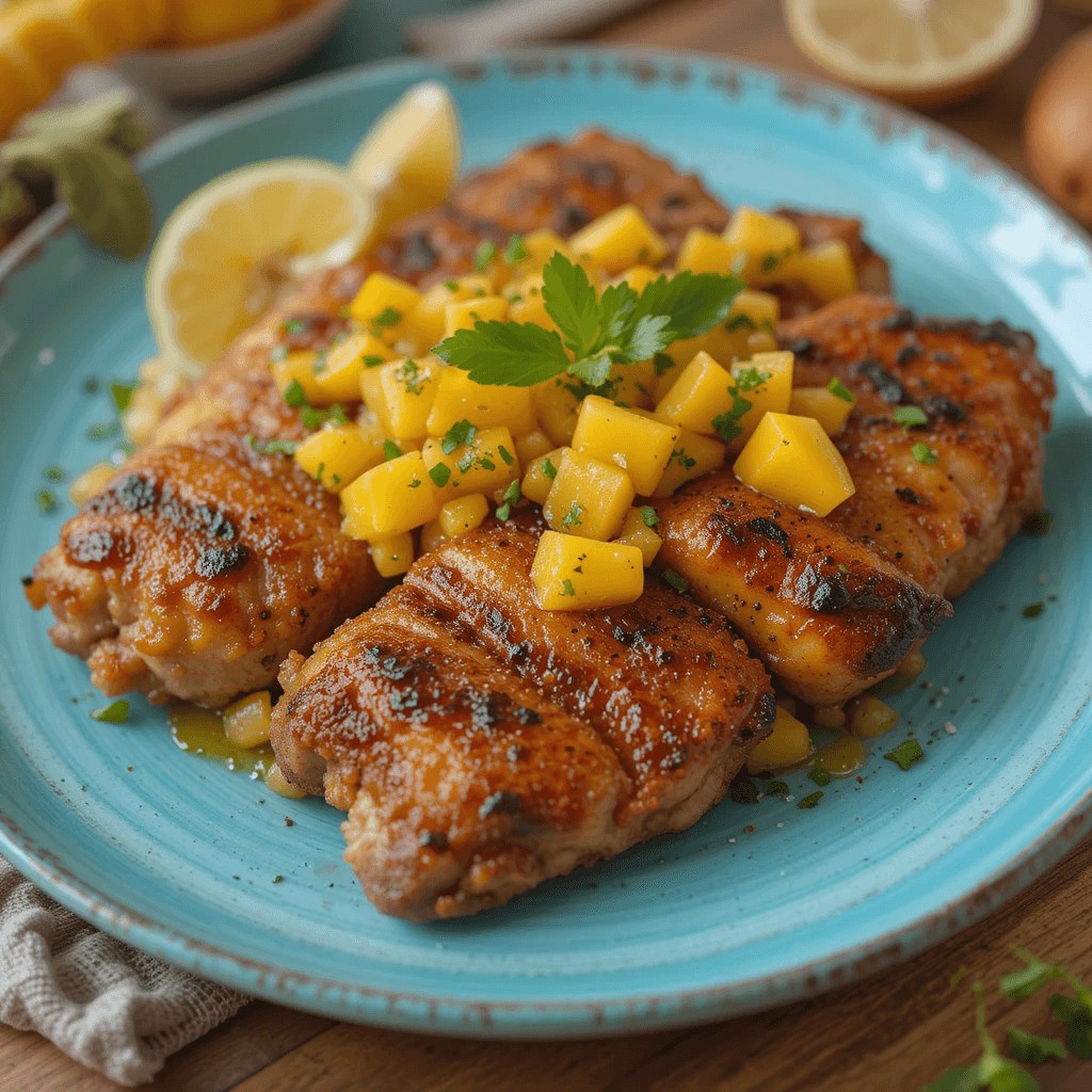 Pollo a la Parrilla con Salsa de Mango Un Platillo Fresco y Exquisito para el Verano