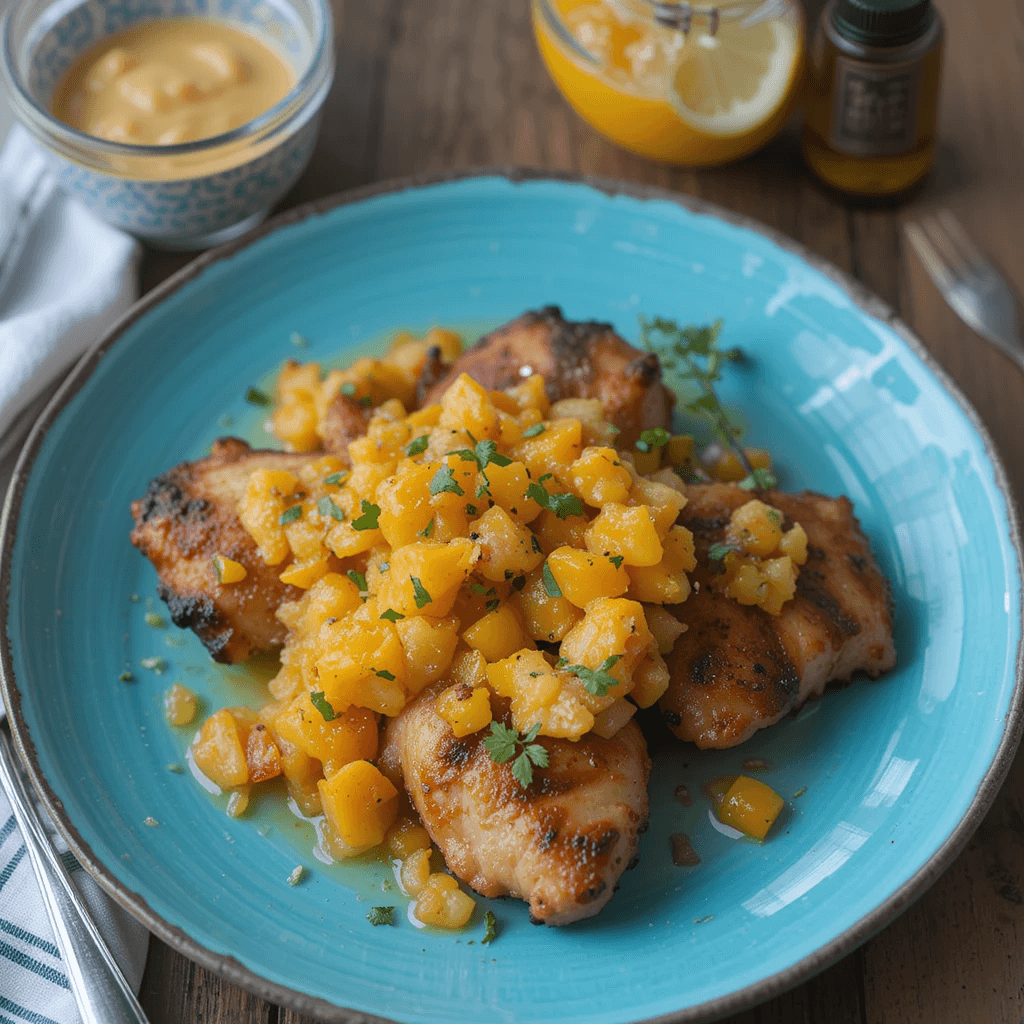 Pollo a la Parrilla con Salsa de Mango Un Platillo Fresco y Exquisito para el Verano