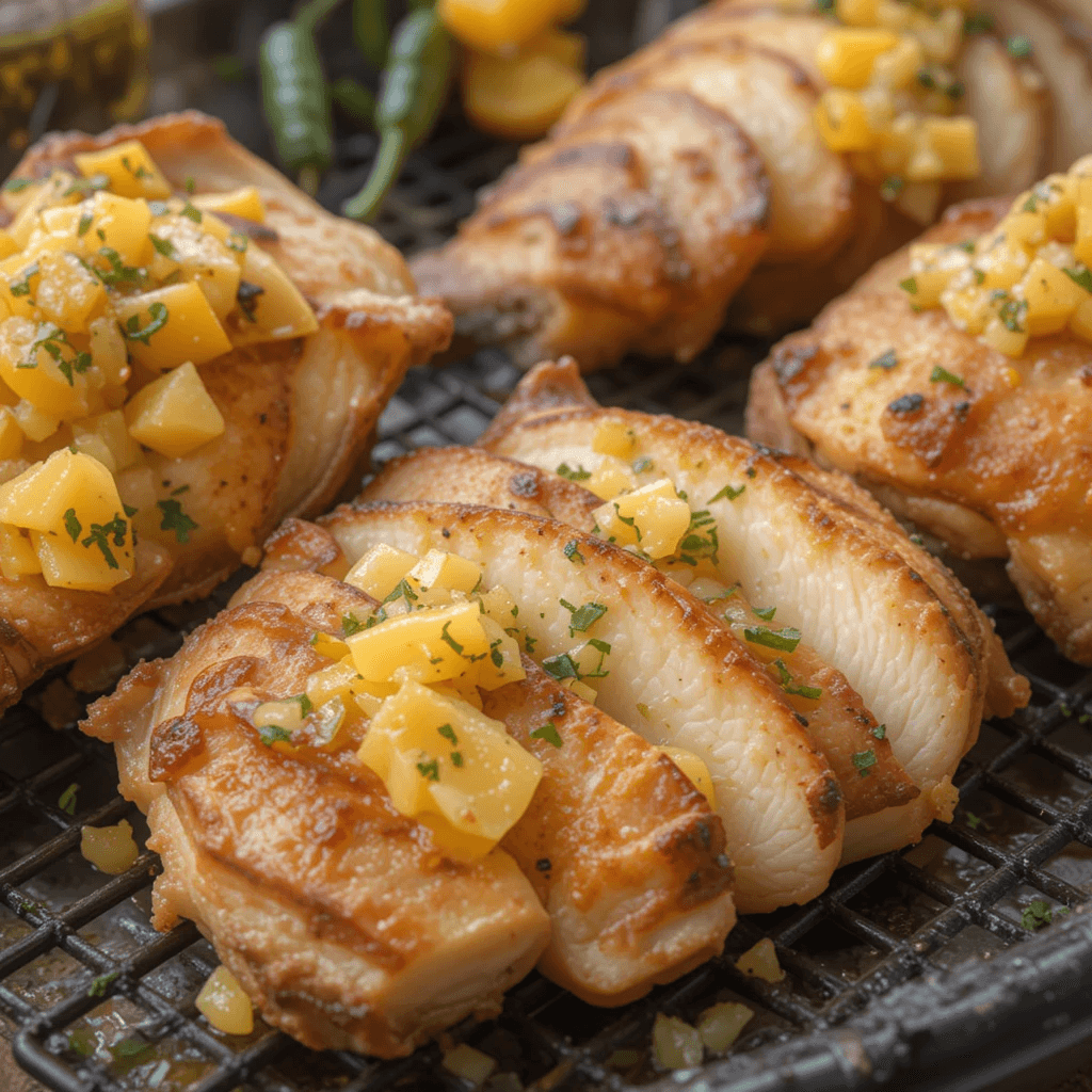 Pollo a la Parrilla con Salsa de Mango Un Platillo Fresco y Exquisito para el Verano