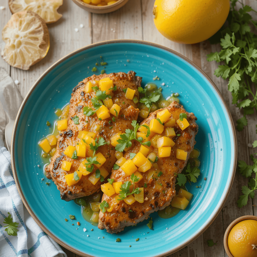 Pollo a la Parrilla con Salsa de Mango Un Platillo Fresco y Exquisito para el Verano