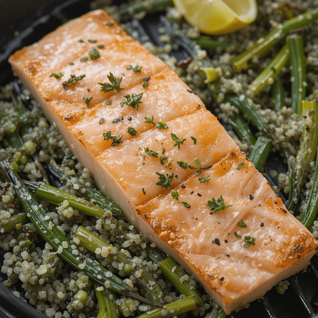Salmón a la Parrilla con Quinoa y Espinacas Un Plato Saludable y Delicioso