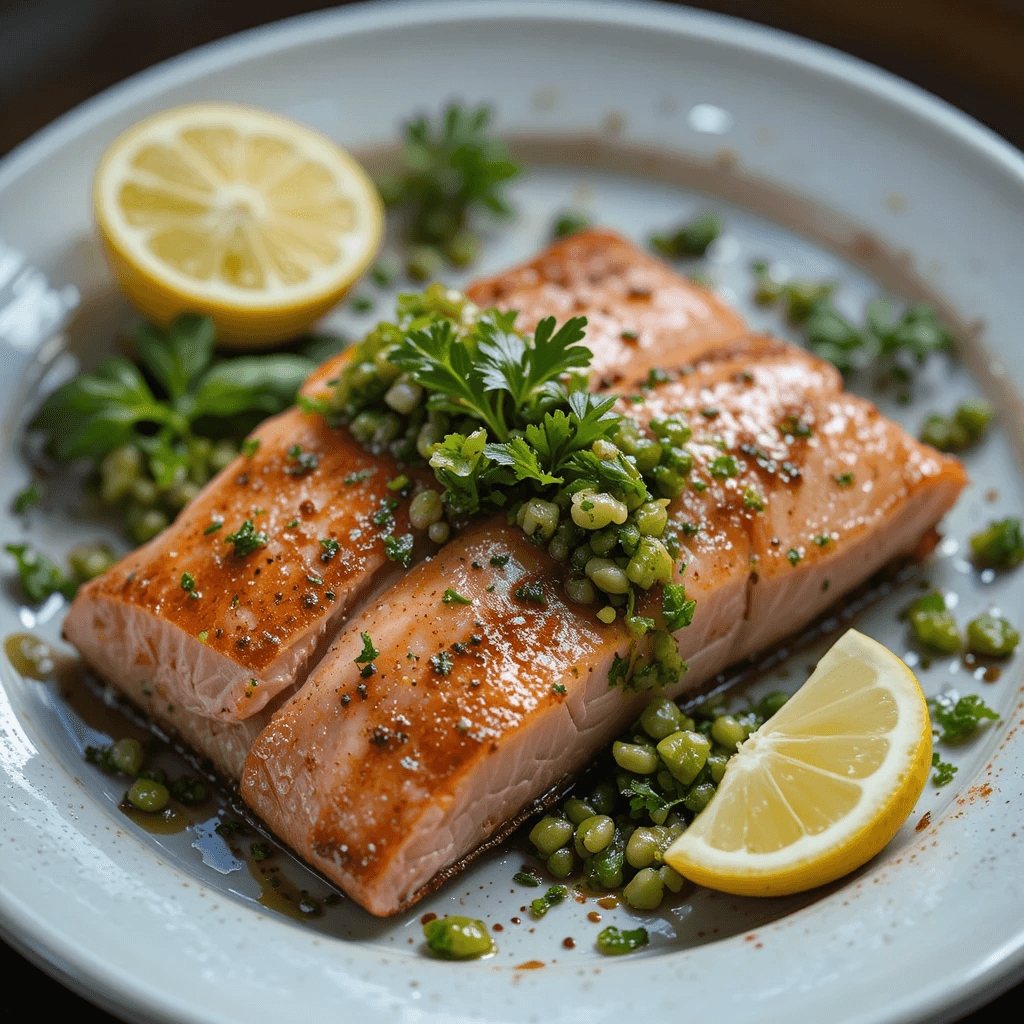 Salmón a la Parrilla con Salsa de Cilantro: Un Plato Fresco de Argentina